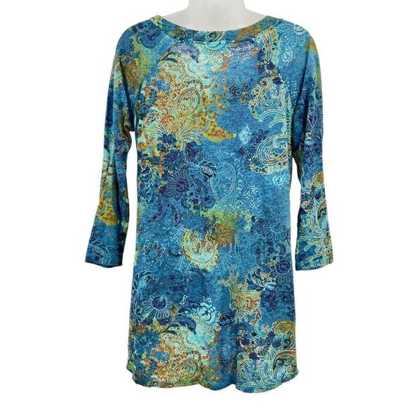 Tianello Womens Livia Blouse Tunic Size Small Paisley Burnout Cotton Blend Top - Picture 6 of 11